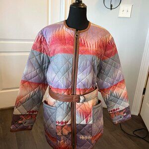 Polo Ralph Lauren Southwestern Sunset Aztec Quilted Jacket with Belt size Medium